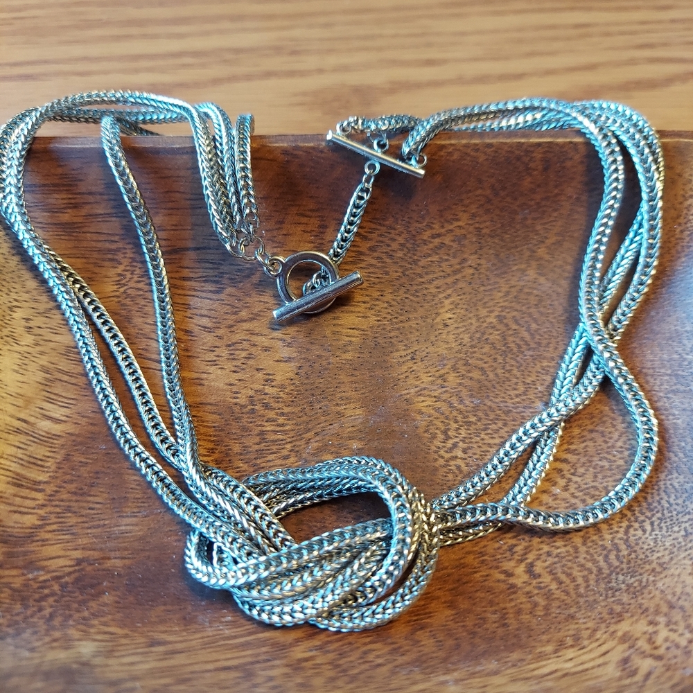 3 Strand Knot Necklace 9.5" w/Toggle Closed/ Great Condition.